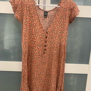 Floral mini dress v-neck